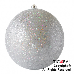 BOLA DE NAVIDAD 15 CM GLITTER PLATA x 1